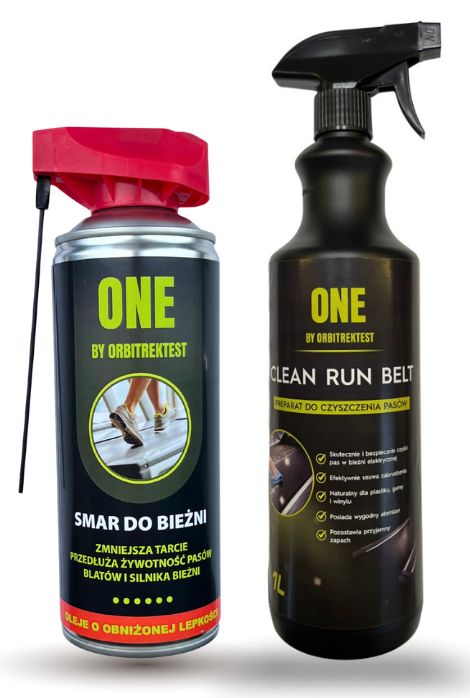 ONE ZESTAW DO BIEŻNI - Smar/olej silikonowy 400 ml + Clean Run Belt do czyszczenia pasów bieżni 1000 ml